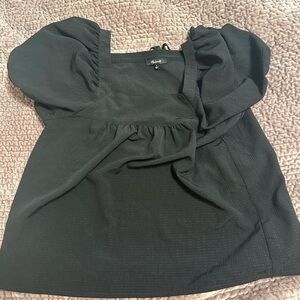 Madewell black short sleeve blouse